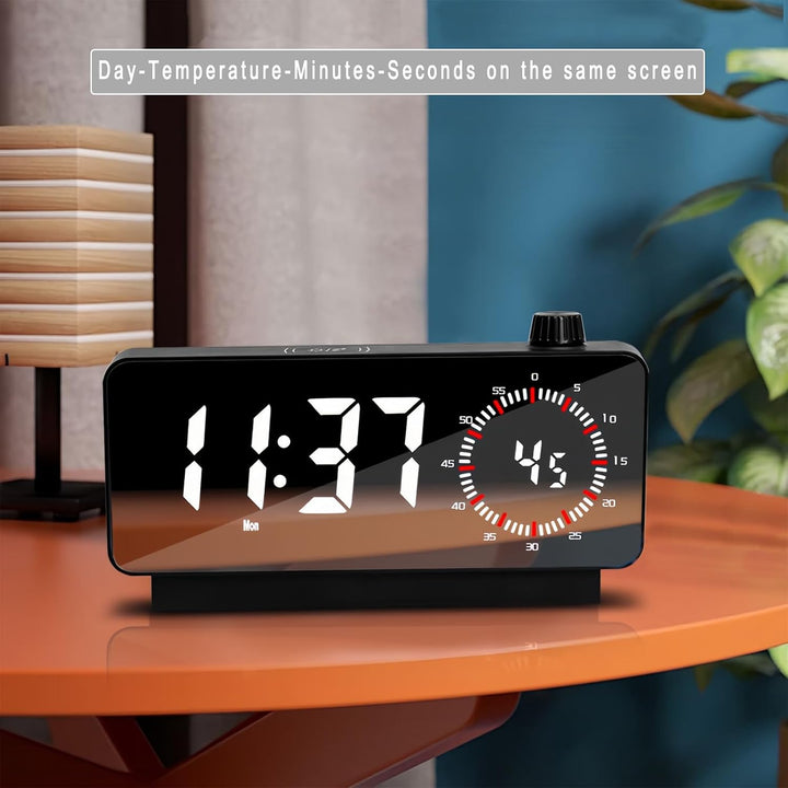 Wecker mit LED Grossdisplay Temperatur Timer Wochentag Sekundenanzeige 3 Helligkeitsstufen Snooze Fu