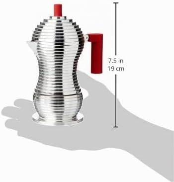 Alessi MDL02/1 R Kaffeekanne, Aluminium, rot, 7.5 x 10.5 x 13.5 cm Rot 7.5 x 10.5 x 13.5 cm Für 1 Ta