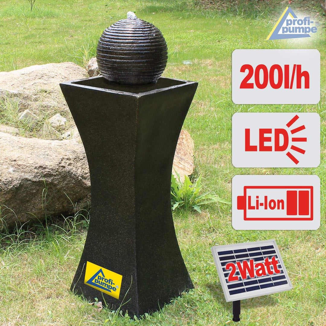 Gartenbrunnen Solarbrunnen ELEGANTIA Brunnen Vogelbad Wasserfall, Gartendeko mit Pumpe, Wasserspiel