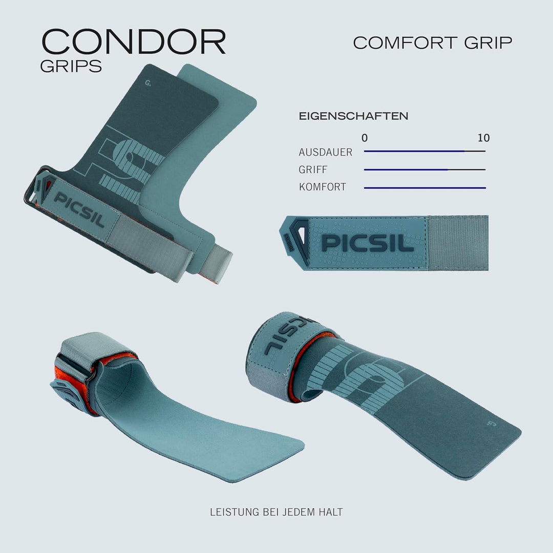 PICSIL Condor Hand Grips – Profi‑Griffpolster aus Kunstleder, Chalk‑kompatibel, Handschutz für Calis