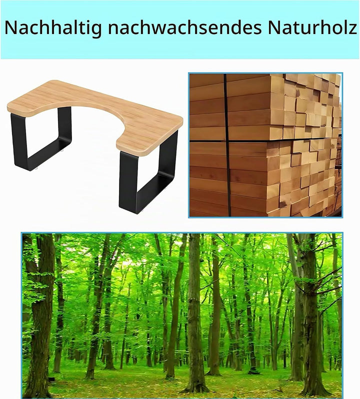 AMSAMOTION Metall mit Holz-Toilettenhocker, 7 Zoll 18CM Badezimmer Kothocker Erwachsene, Anti-Rutsch