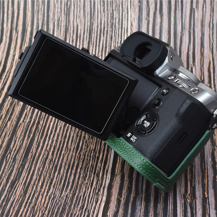 Rieibi Fuji XT5 Schutzhülle für Fujifilm X-T5 Digitalkamera, hochwertiges Echtleder, Halbtasche für