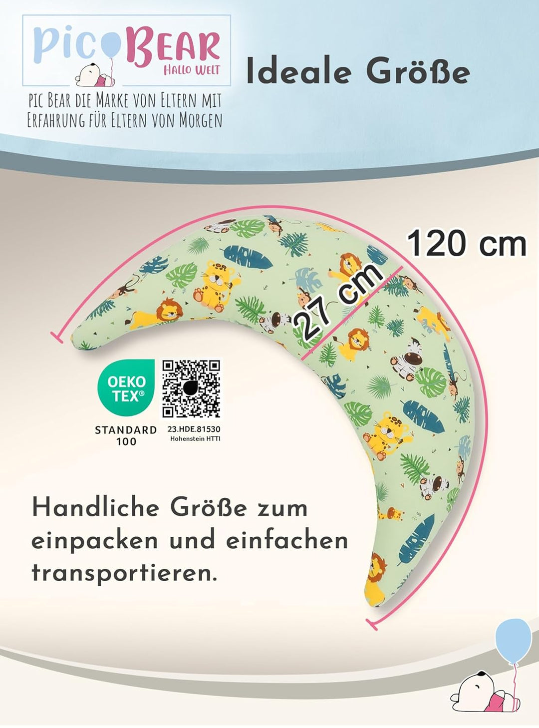 pic Bear Stillkissen - Stillmond - hochwertiges Lesekissen - anschmiegsames Lagerungskissen aus Baum
