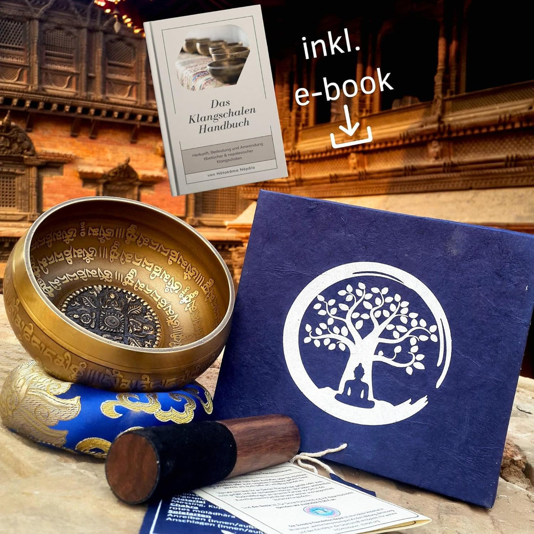 Grosse Klangschale aus Nepal – Tibetisches Set für Meditation – Yoga – Aufmerksamkeit in Schule & Ki