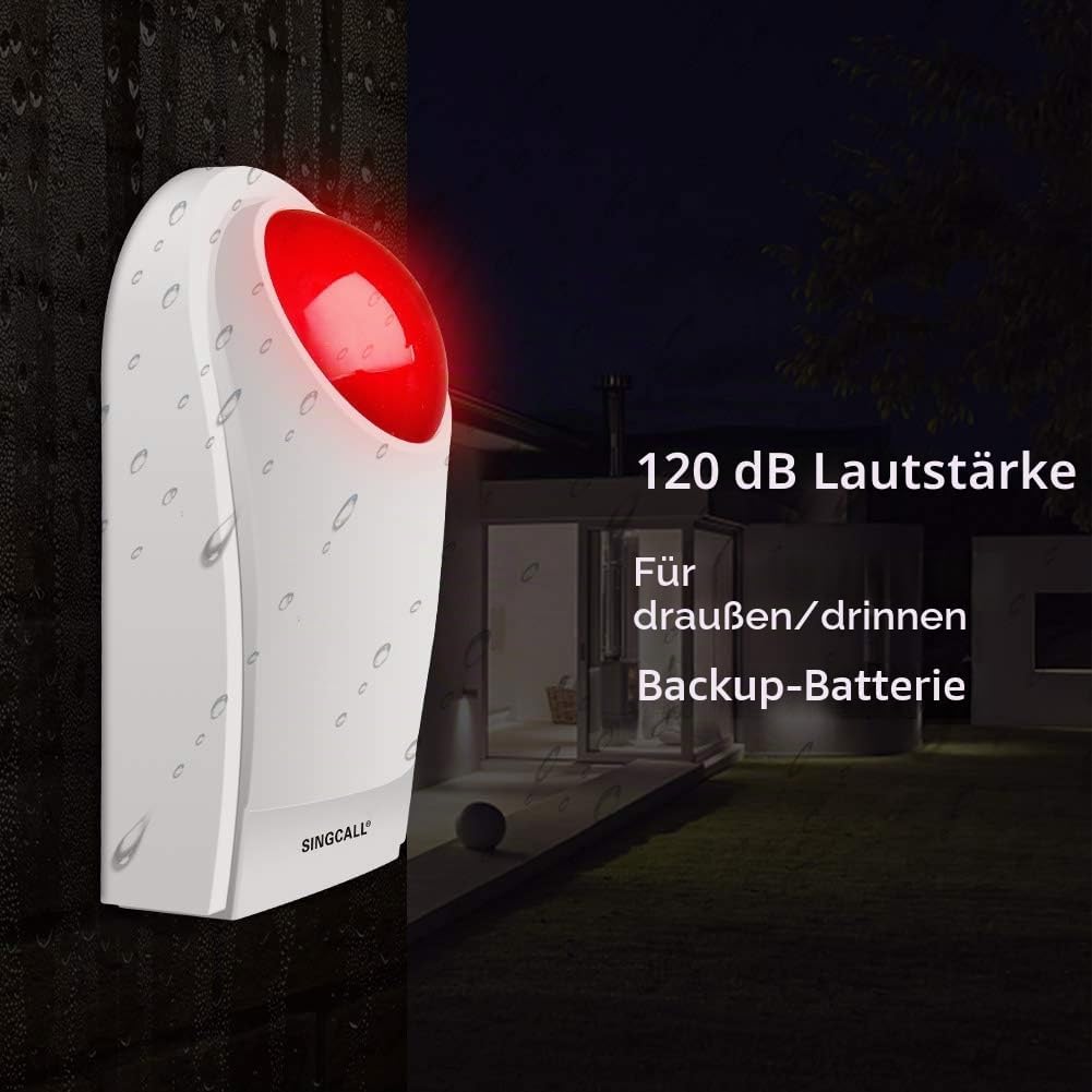 Strobe Sirene Alarm Home Careing Loud Outdoor SOS Alert System 1 Rot blinkende Sirene, 4 Fernbedienu