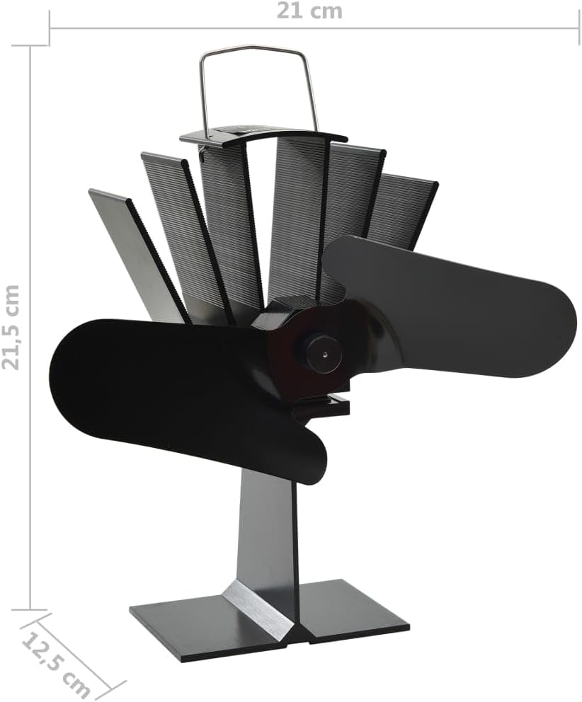 vidaXL Wärmebetriebener Kaminventilator 2 Blätter mit feuerfesten Drähten Stromlos Kaminofen Ventila