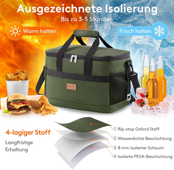 Lifewit 20L Kühltasche Gross faltbar Kühlkorb Kühlbox Isoliertasche Thermotasche Picknicktasche für