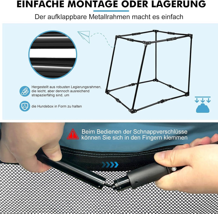 Snagle Paw Faltbare Transportbox,Stabiler Transportbox Hund Rückbank mit Kopfstützen-Gurt, Metallrah