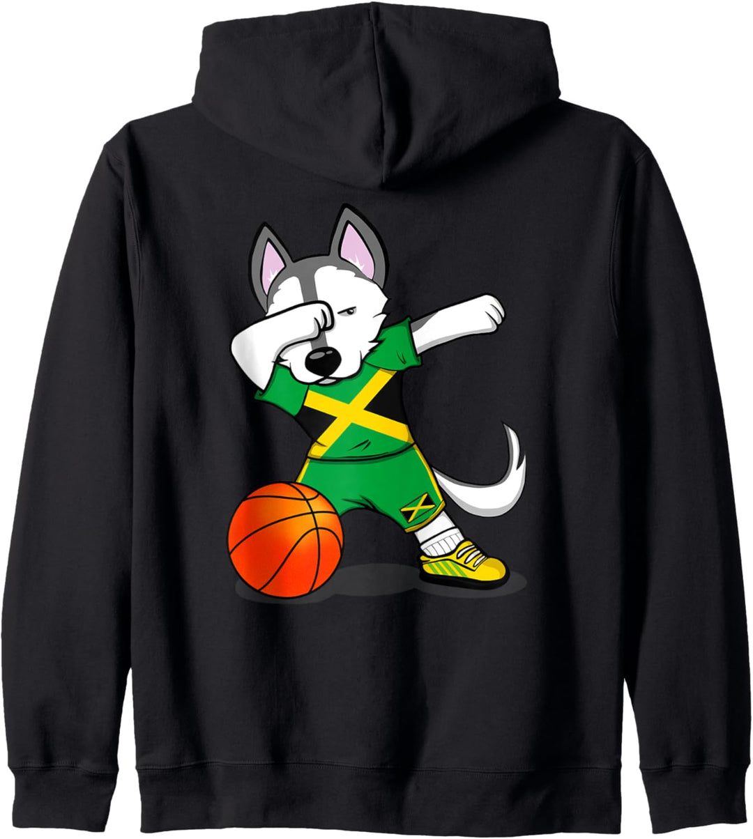 Lustiger Dabbing Husky Jamaika Basketball Mannschaft Flagge Kapuzenjacke