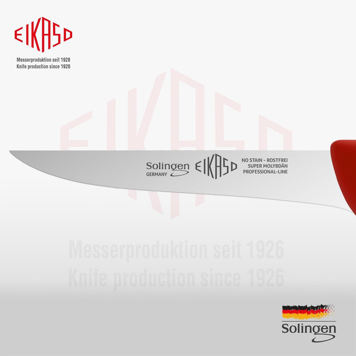 EIKASO Solingen Ausbeinmesser gerade 13cm Klinge steif aus Molybdänstahl 1.4116 Profi Fleischmesser