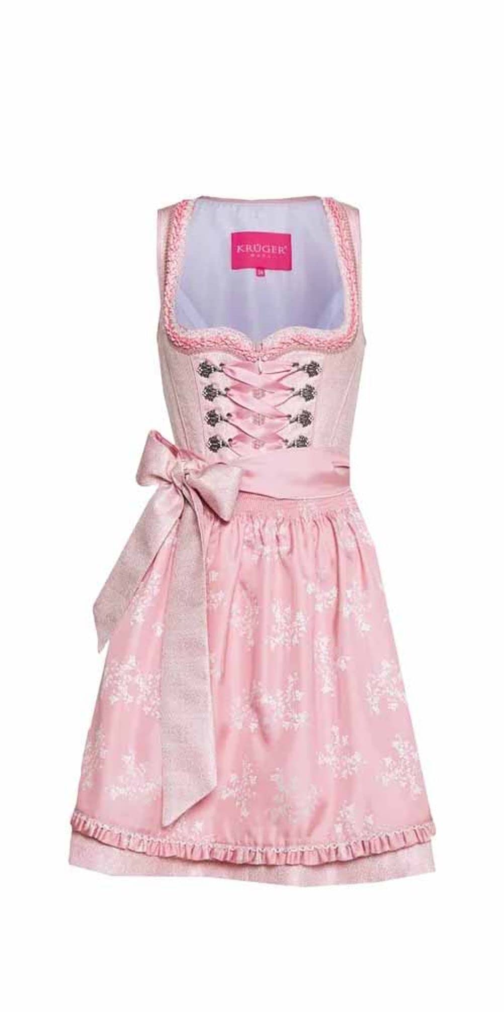 Krüger Madl Damen Dirndl Sina (60cm) 38 rosa/weiss/altrosa, 38 rosa/weiss/altrosa
