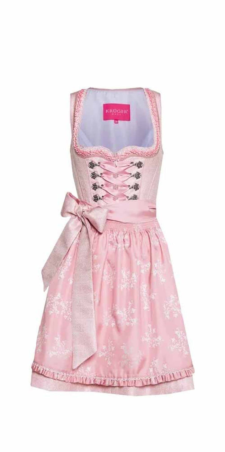 Krüger Madl Damen Dirndl Sina (60cm) 38 rosa/weiss/altrosa, 38 rosa/weiss/altrosa