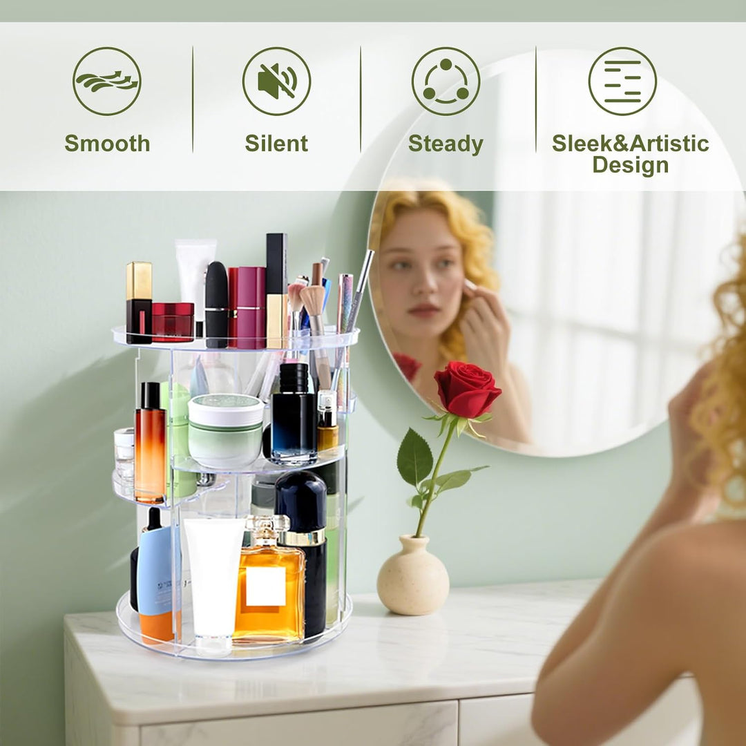 Make Up Kosmetik Organizer, 360° Drehbar Makeup Organizer Aufbewahrung Kosmetikbox, Schminktisch Org