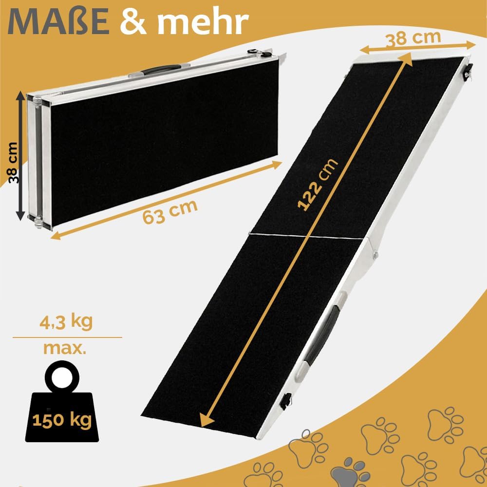 Auswahl Hunderampe für Auto, Aluminium, Hunde Rampe, Hundetreppe, SUV, rutschfest, Belastbarkeit 70