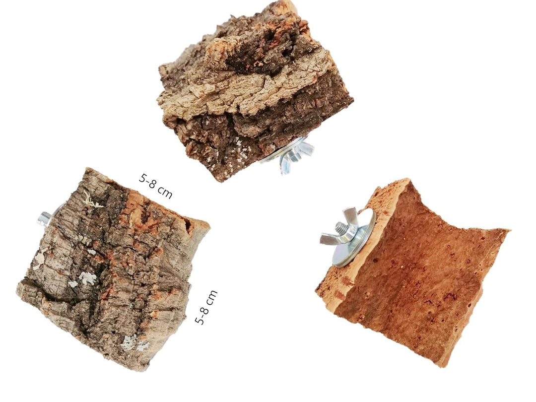 Mineralsteinersatz, 3er Set Kork-Pickstein, perfekte Alternative zur Sepiaschale, Wellensittich und