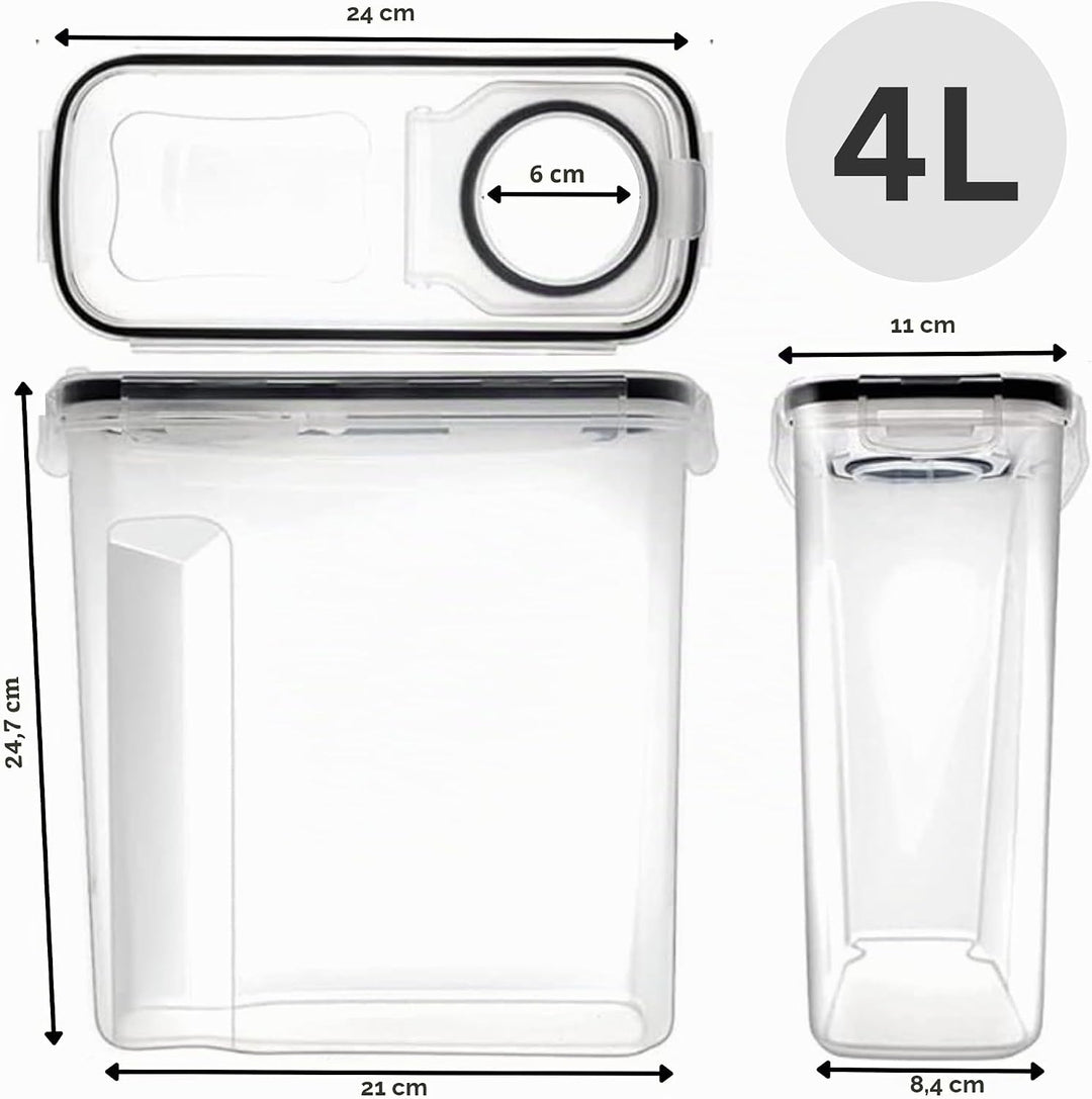Müsli-Aufbewahrungsbehälter, 4 l, luftdichter Klappdeckel, BPA-frei, transparenter Kunststoff mit Et