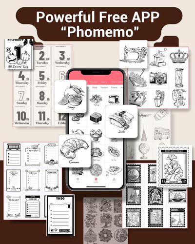 Phomemo M02 Tragbarer Fotodrucker Thermotaschen-Drucker Bluetooth-Belegdrucker, kompatibel mit Andro