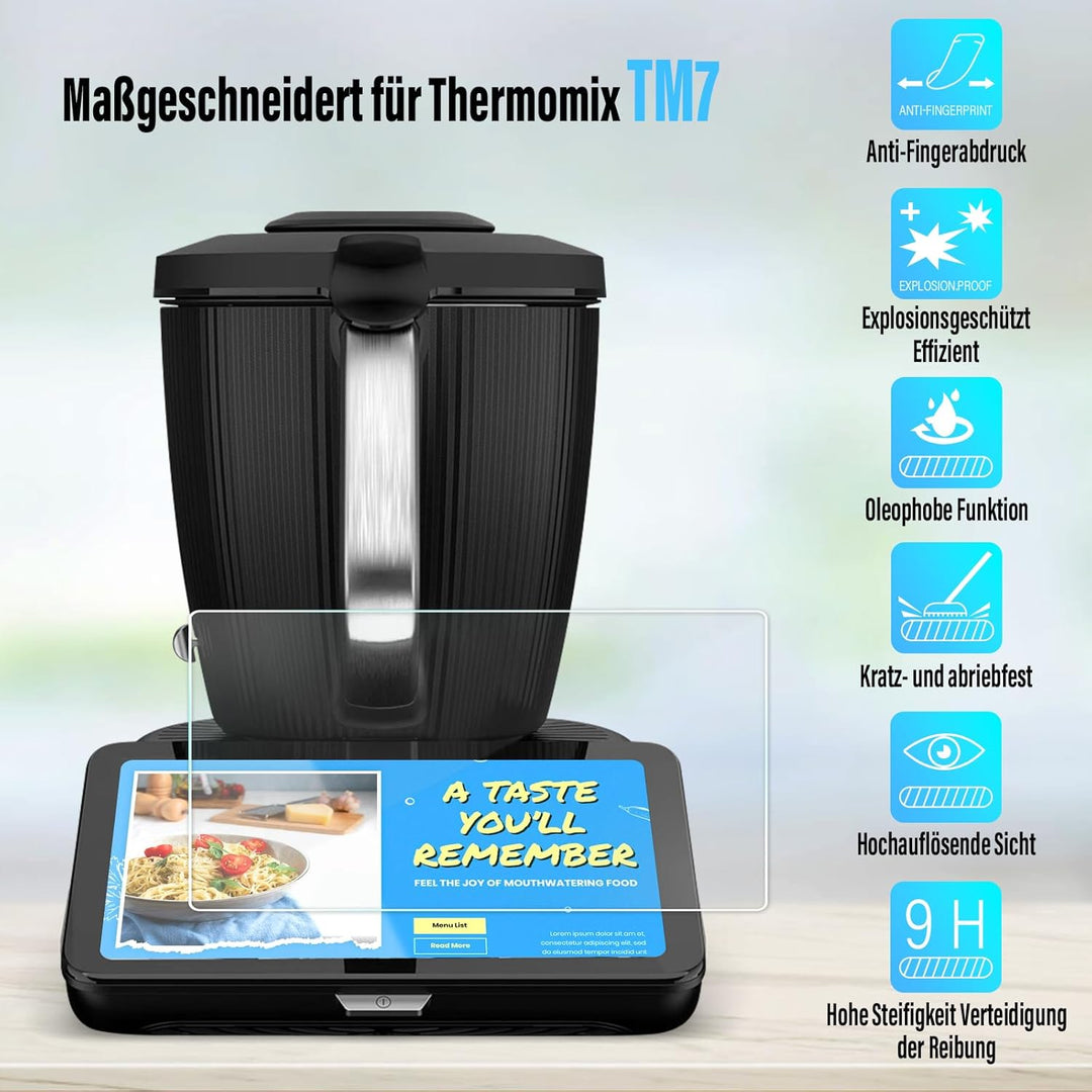 Sun3drucker Schutzfolie kompatibel mit Vorwerk Thermomix TM7, Displayschutz-Folie glasklare Displays