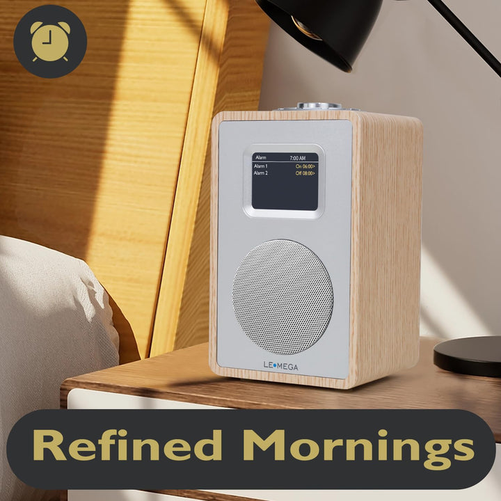 LEMEGA CR4+ DAB Radio Mit Bluetooth (Holzgehäuse,Tragbares DAB Plus Radio,Küchenradio,UKW-Radio,Dopp