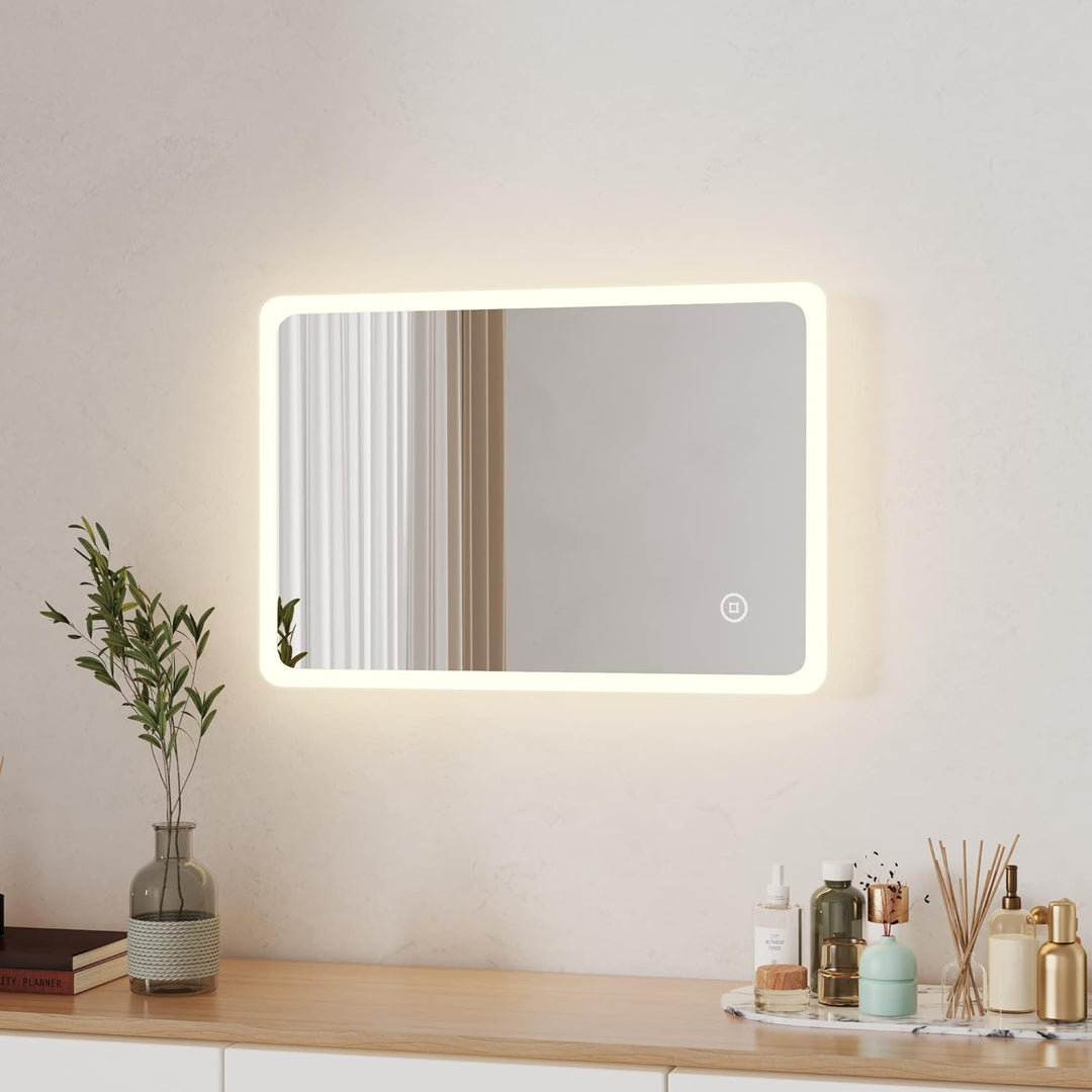 Boromal LED Badspiegel 40x60cm Badezimmerspiegel mit Beleuchtung 3 Lichtfarbe Dimmbar 3000-6500K 194