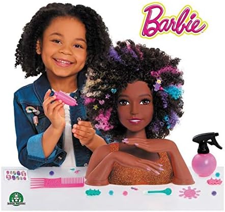 Barbie, Affro Style Frisierkopf, 27 Frisuren-Accessoires inklusive, Make-up ändert die Farbe, Spielz