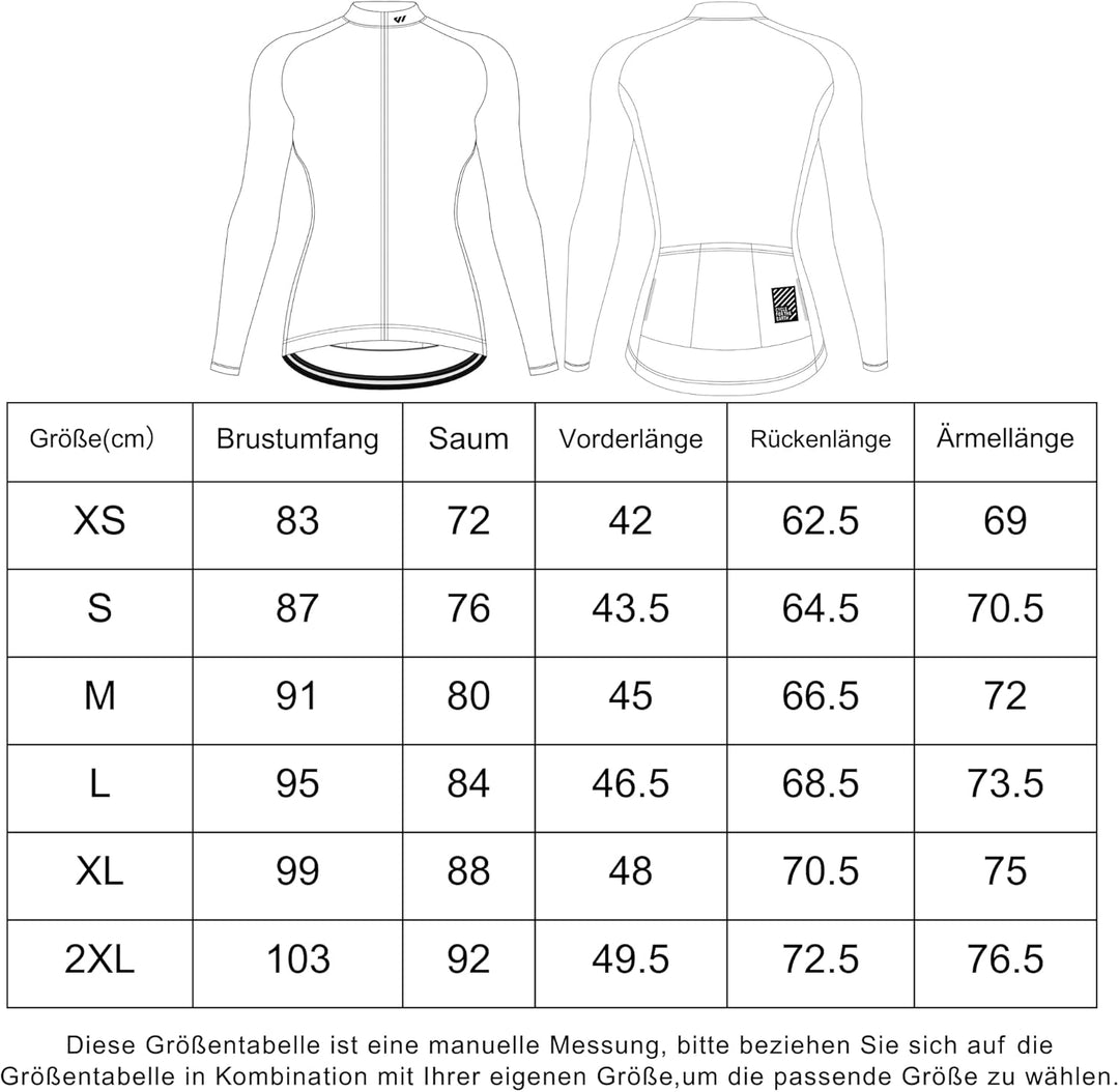 Wulibike Damen Radtrikot,Fahrradtrikot Damen Langarm Atmungsaktiv Rennrad Trikot Damen mit 3 Rückent