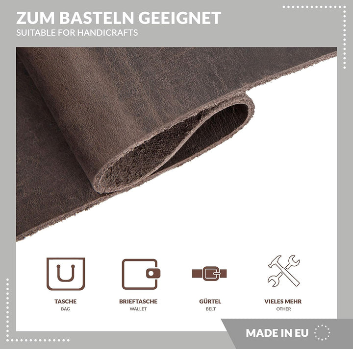 Rindsleder in Vintage und Retro-Look | Braun | mit Pull-Up Effekt, Fettleder, Dickleder, Antik-Leder