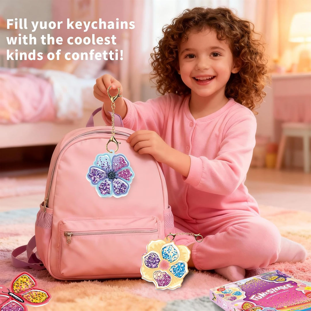 Afufu Shake-its Glitzer Bastelset, DIY Schlüsselanhänger Shaker Kit für Kinder 4-9 Jahre, Kreative B