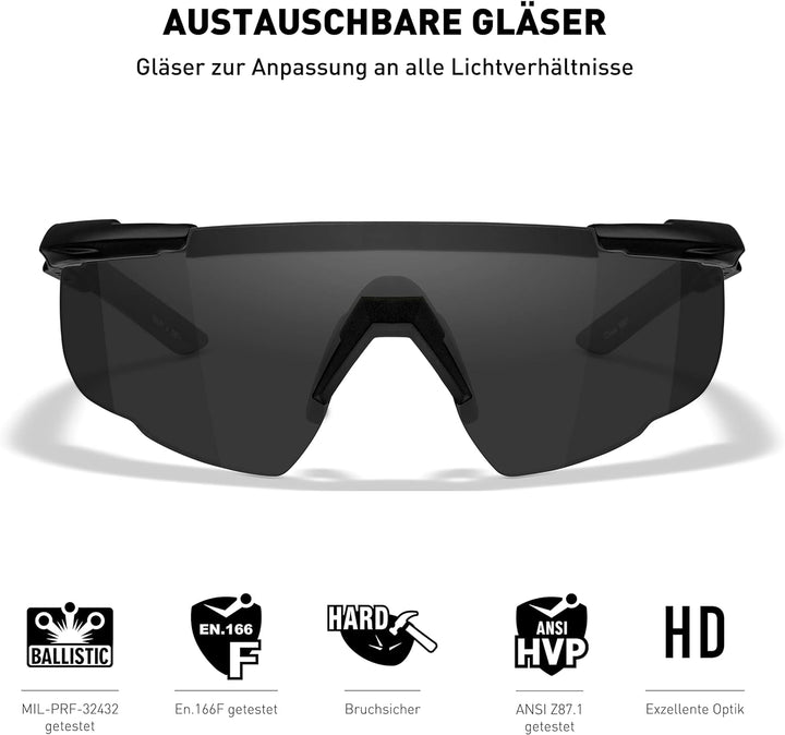 Wiley X Herren Saber Advanced Schutzbrille (1er Pack) L Grau Gläser | Matt Schwarz Gestell, L Grau G