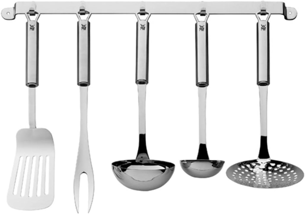 WMF Profi Plus Küchenhelfer Set 6-teilig, Hängeleiste mit 5 Helfer, Schöpflöffel, Schaumlöffel & Pro