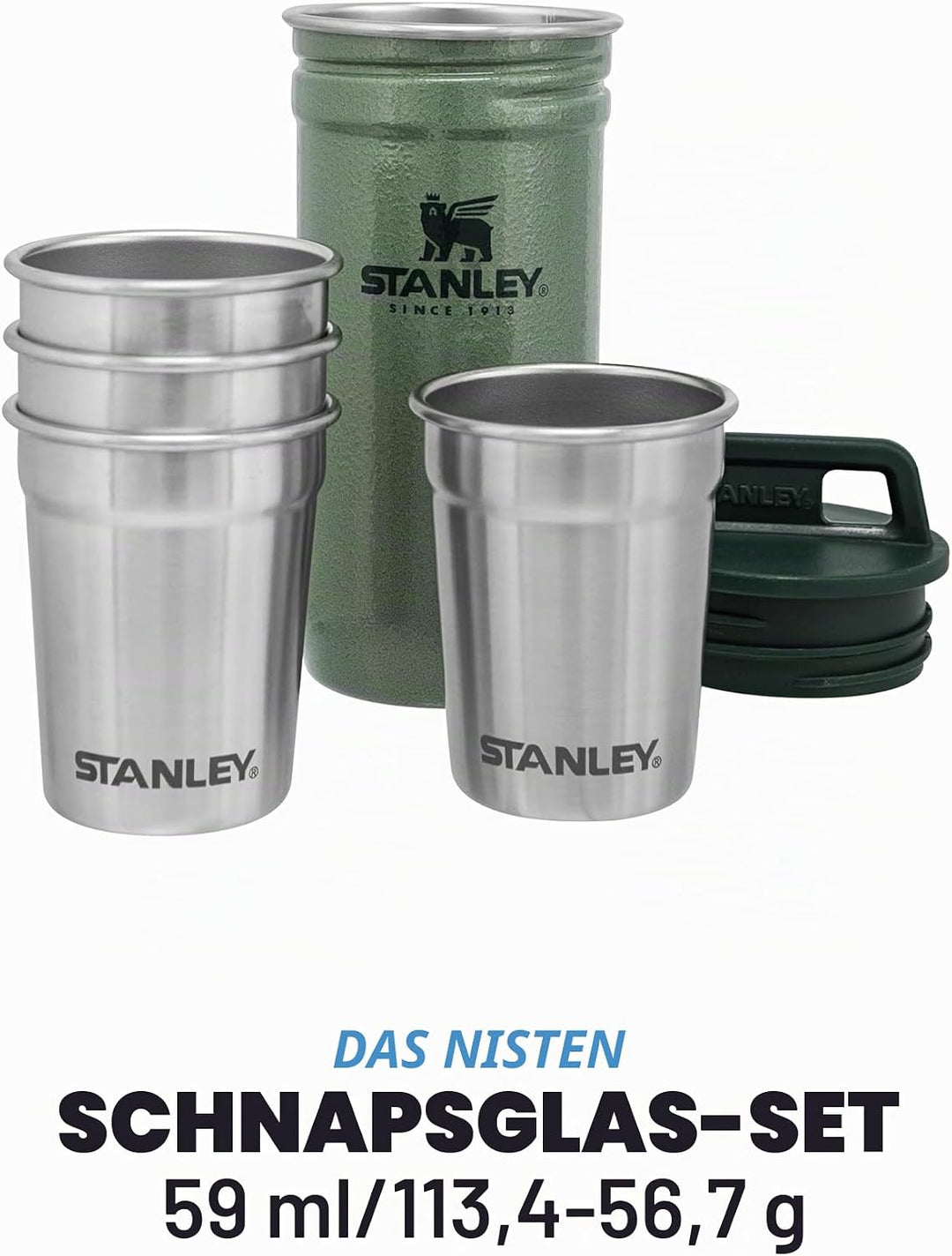 Stanley Adventure Nesting Schnapsgläser Set 59 ml - Shotgläser aus Edelstahl - BPA-Frei - Stapelbar