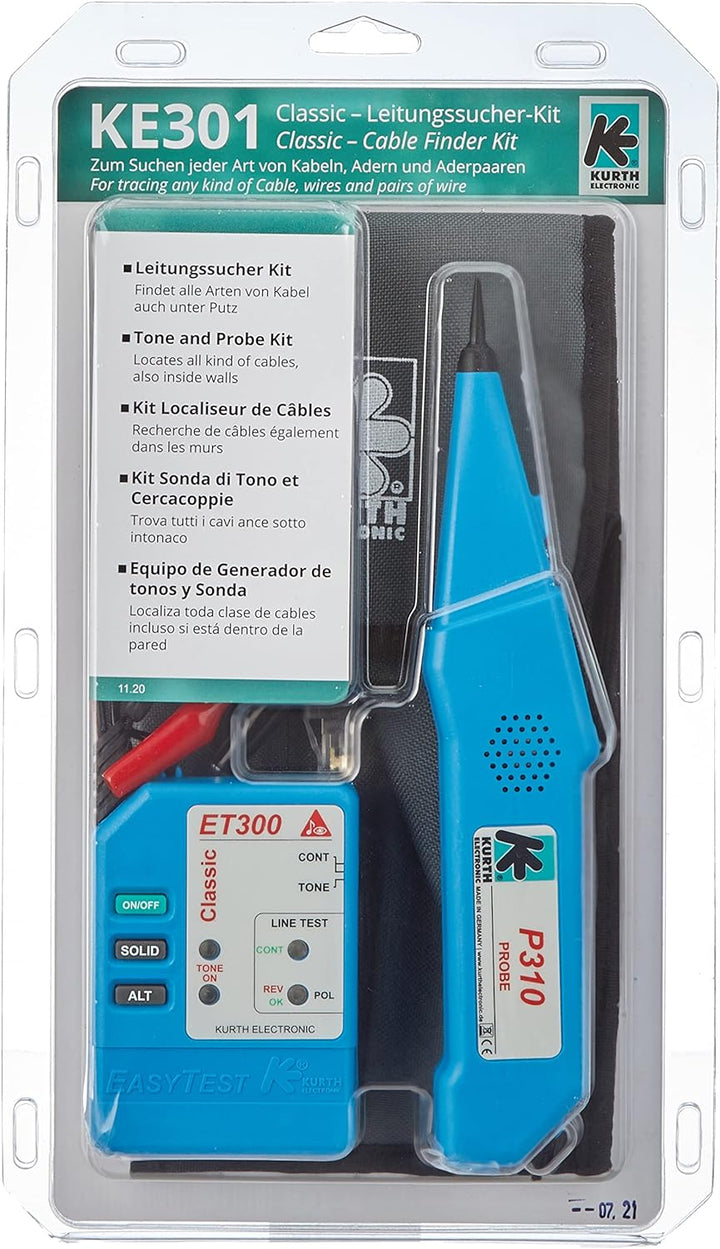 Kurth 0.49562 KE301 Classic-Leitungssucher Kit/besteht. aus Easytest300 / Probe310 und Schutztasche