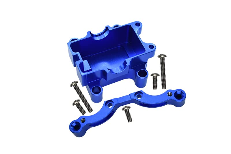 GPM for Tamiya TT-01 Tuning Teile Aluminium Front Damper Plate with Gear Box & Screws - 2Pcs Set Blu