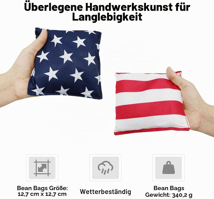 Cornhole Spiel Verordnung Grösse 91cmx60cm, Sackloch Spiel mit Corn Hole Spiel mit 2 Boards, 8 Wurfb