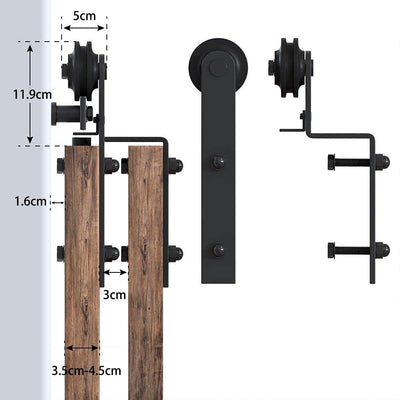 LWZH 4FT/122cm Scheunentor Kit Schiebetür Hardware Kit Scheunentor Beschläge Schiebetür Kit für Bypa