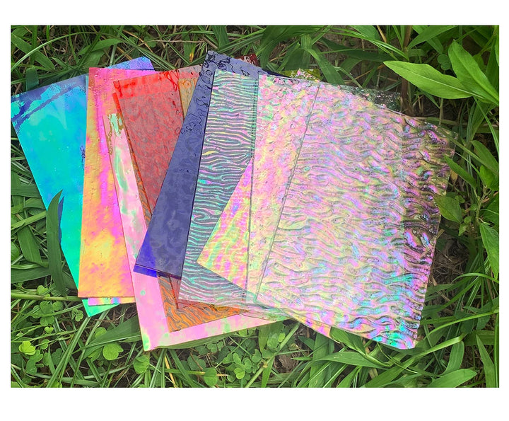 Lanyani 12 Blatt schillernde Buntglasplatten, Kathedralenkunst-Glas-Packungen für Mosaikarbeiten, so