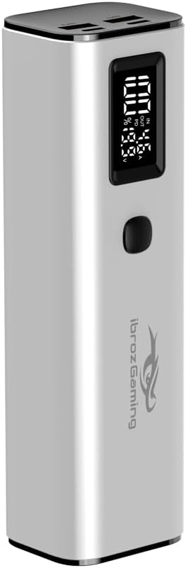 Ibroz Gaming Power Bank USB-C Silber 20000mAh + USB-C Kabel für ASUS ROG Ally