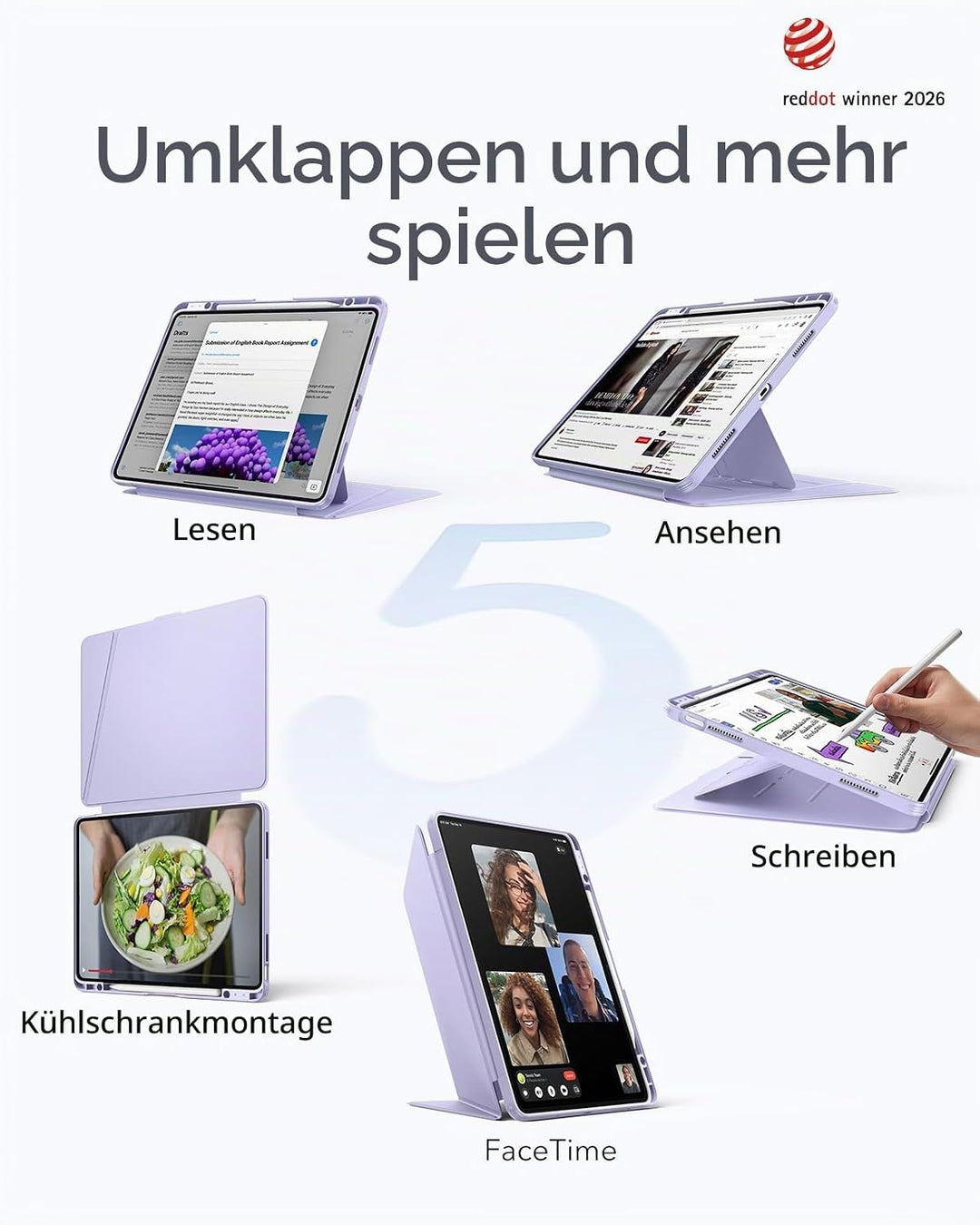 ESR Hülle für iPad Air 13 Zoll (2026/2025/2024) M4/M3/M2, Vertikale Stand, Mehrere Standwinkel, Ultr