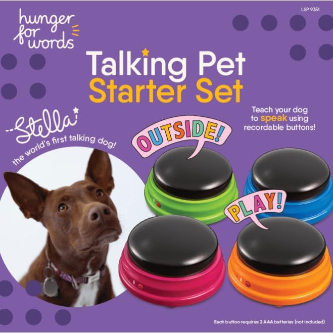 Hunger for Words Talking Pet Starter-Set, aufnahmefähige Tasten für Hunde, Hunde-Sprechtasten, bring