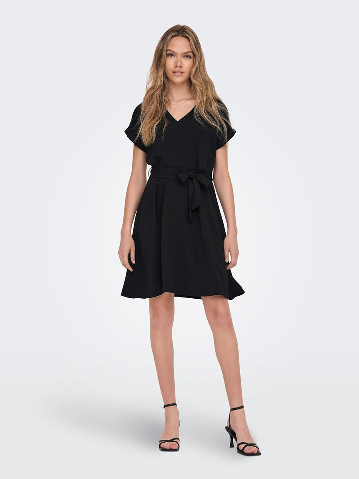 JdY Damen Jdyrachel S/S Dress WVN Kleid, Schwarz