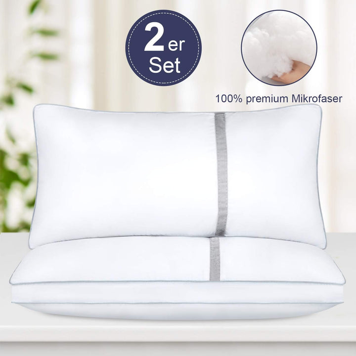 BedStory Kopfkissen 40×80, 2er Set Kissen 40×80 aus 2×850g Mikrofaser, Hotel Qualität Schlakissen mi