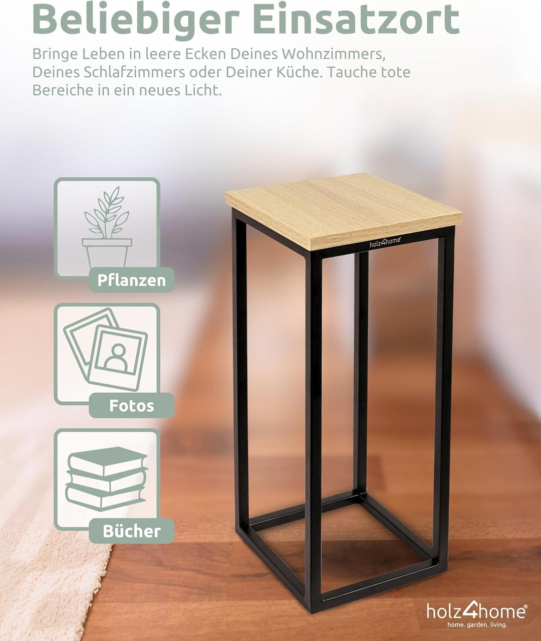 holz4home® Dekoständer aus MDF Eichenholz I Blumenständer Sonoma Eiche I Höhe: 50 cm I Dekosäule mit