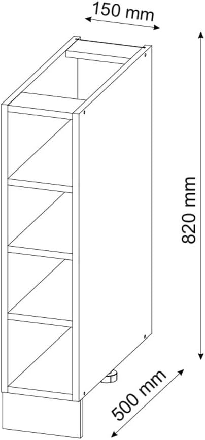 Vicco Küchenregal Fame-Line, Goldkraft Eiche/Goldkraft Eiche, 15 cm ohne Arbeitsplatte Regaluntersch