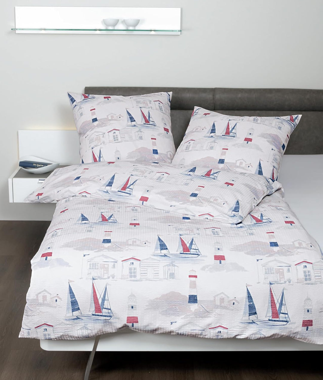 Janine Design Seersucker Bettwäsche Tango 2174-21 paradierot 1 Bettbezug 155 x 220 cm + 1 Kissenbezu