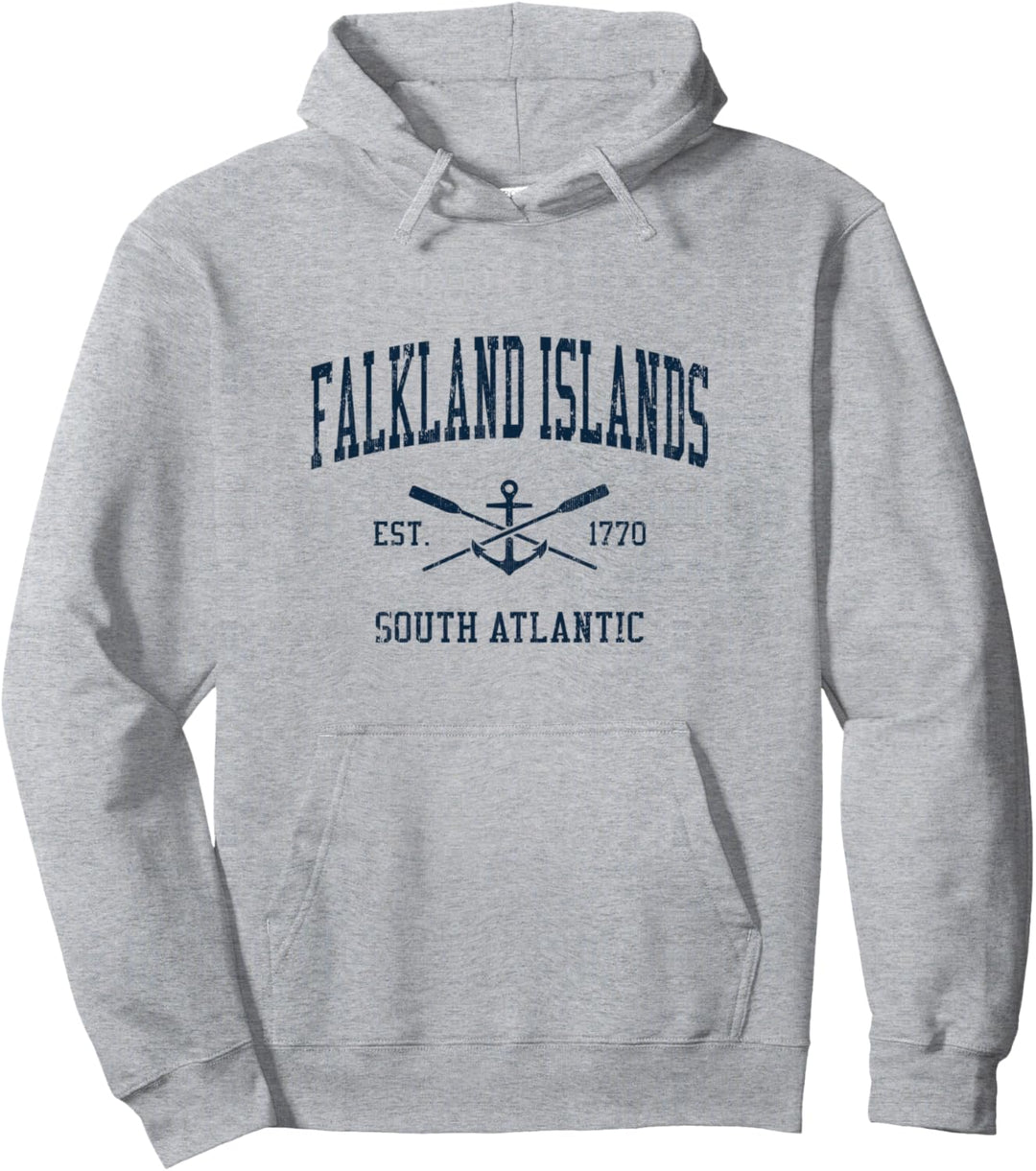 Falkland Islands Vintage Marineblau gekreuzte Ruder & Bootsanker Pullover Hoodie