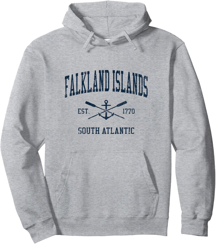 Falkland Islands Vintage Marineblau gekreuzte Ruder & Bootsanker Pullover Hoodie