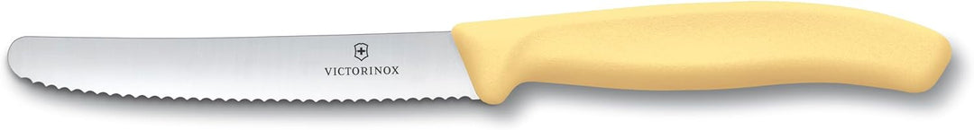 Victorinox Swiss Classic Frühstücksmesser, Brötchenmesser, Set 4teilig, Scharfe Klinge, Wellenschlif