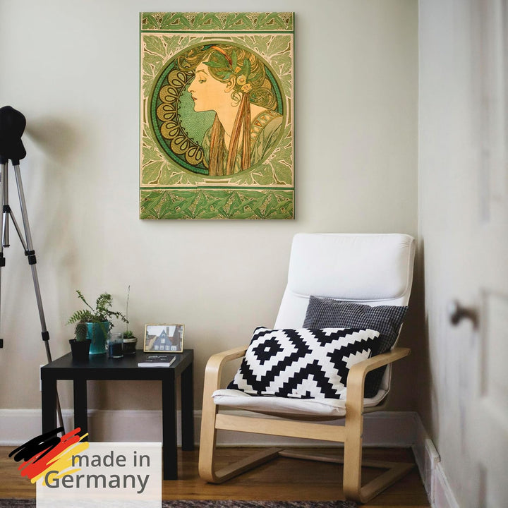 ARTland Leinwandbilder Wandbild Bild auf Leinwand 45x60 cm Wanddeko Frau Blätter Portrait Silhouette