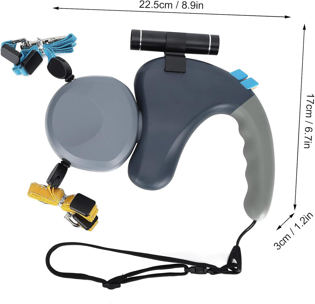 Doppelte Hundeleine, einziehbare Hundeleine mit LED-Licht für zwei Hunde, abschliessbare, ausziehbar