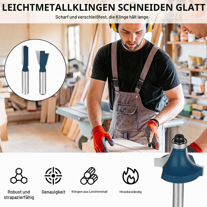 flintronic Fräser-Set, 6.35MM Fräsen Werkzeug Set, 15-tlg Holzkoffer Geschmiedeter Werkzeugstahl Obe